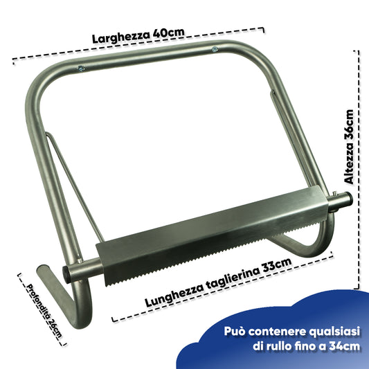 Dispenser rotoli da parete acciaio inox per cucina e officina