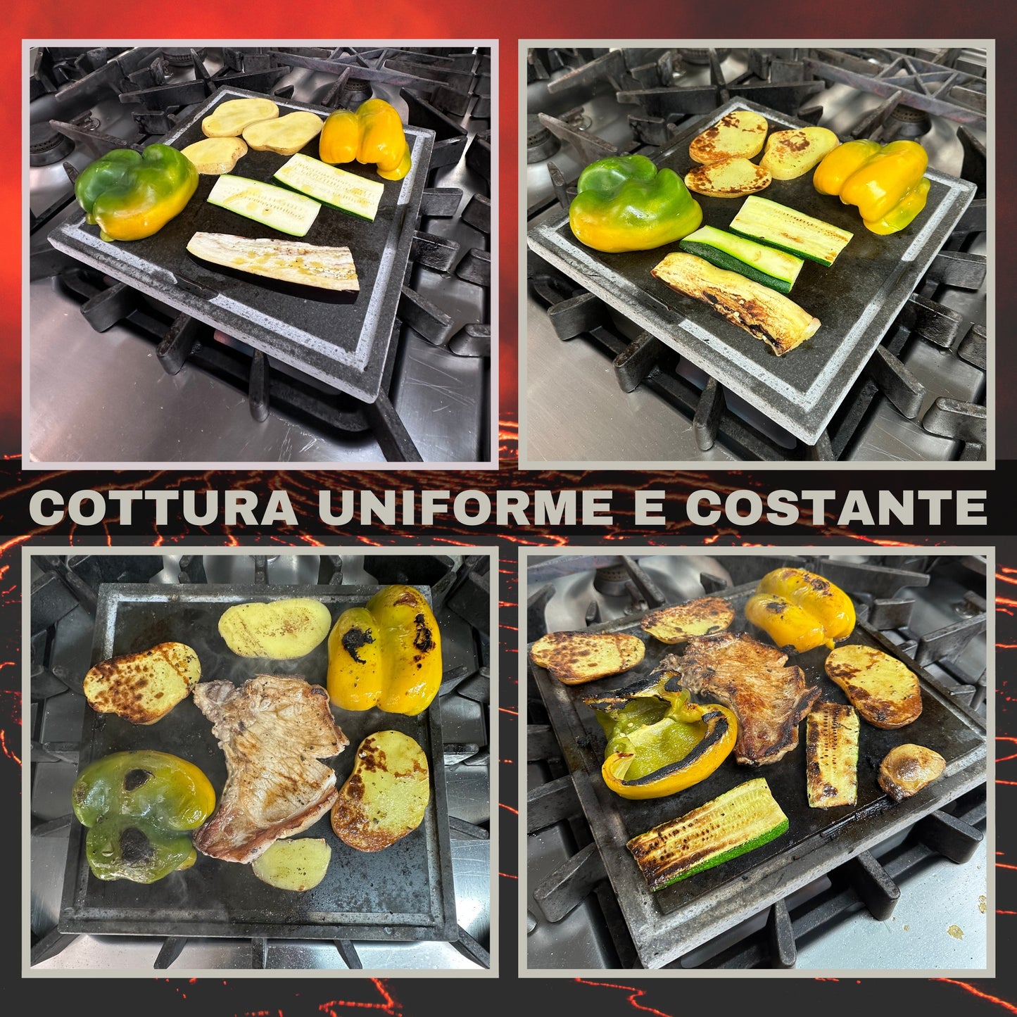  Cottura pizza su pietra lavica Etna 800°C con telaio inox