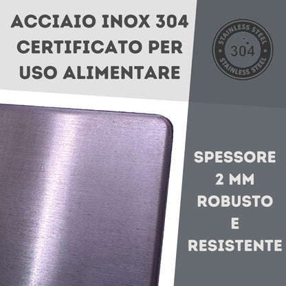 Dettaglio spessore 2mm tagliere antibatterico acciaio inox
