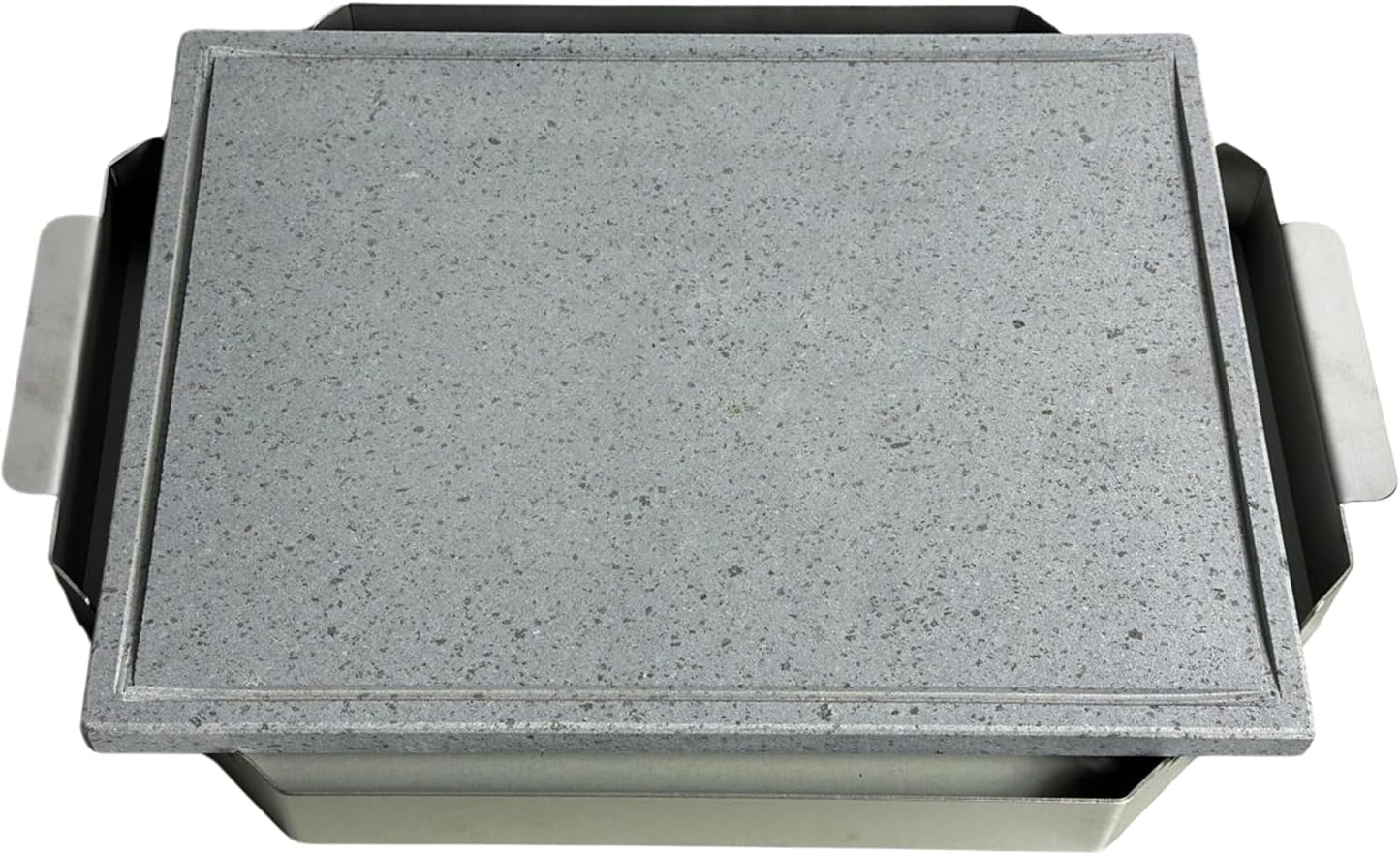 Piastra pietra lavica Etna con telaio e vassoio acciaio inox VulcanInox completa