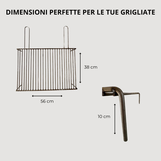 Dimensioni griglia campeggio 56x38 cm acciaio inox portatile