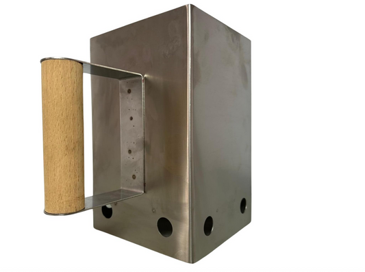 Vulcaninox | Encendedor de chimenea de acero inoxidable para barbacoa | Encendedor de carbón con mango ergonómico de madera | Hecho en Italia